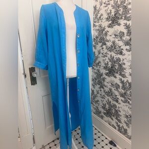 Zara Turquoise Button-Up Duster size Small